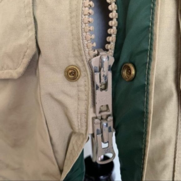 Vintage 80s Woolrich Tan Plaid Flannel Lined Hooded Anorak Utility Jacket Medium - Picture 9 of 16